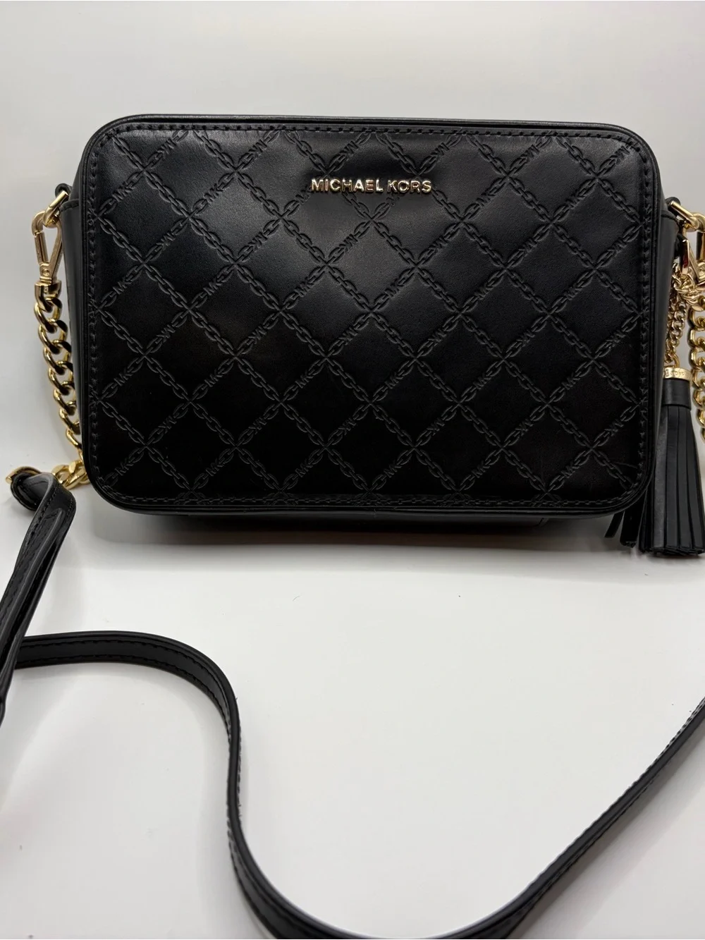Michael Kors Black Leather Crossbody with Tassel